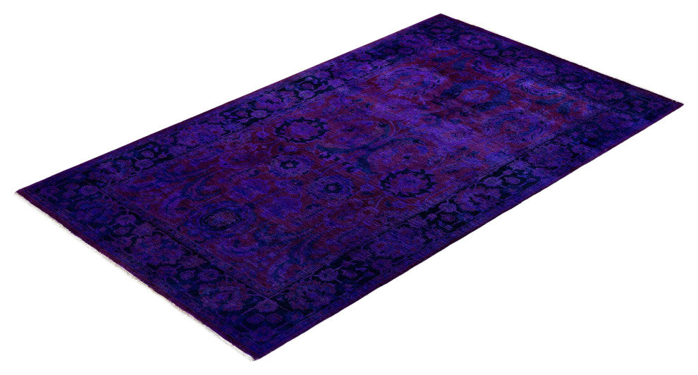Overdyed One-of-a-Kind Hand-Knotted Area Rug Purple, 3' 2" x 5' 3"
