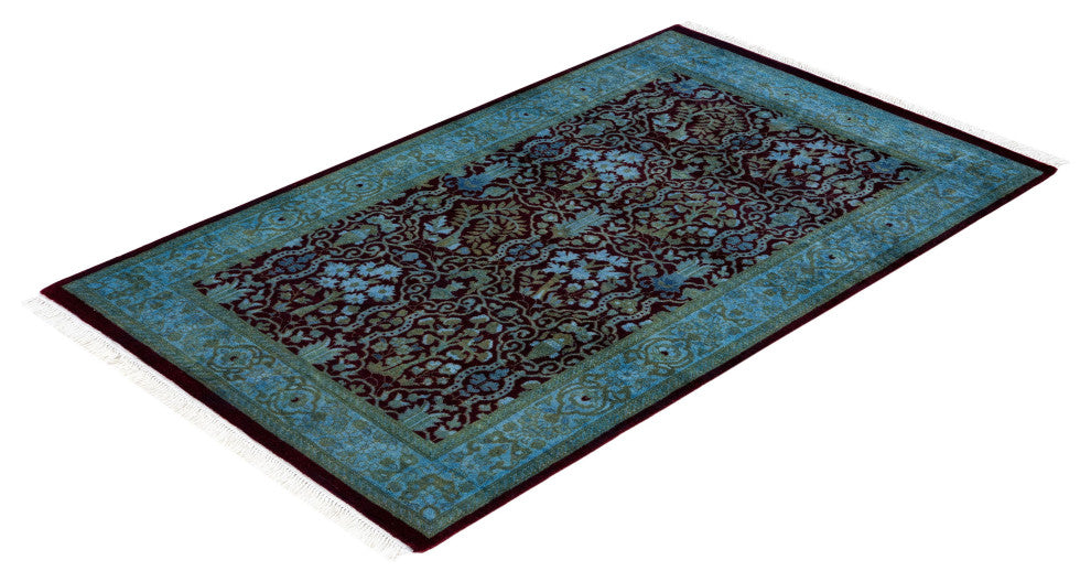 Overdyed One-of-a-Kind Hand-Knotted Area Rug Red, 2' 8" x 4' 5"
