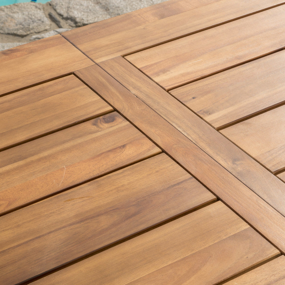 GDF Studio Austin Teak Finish Acacia Wood Dining Set