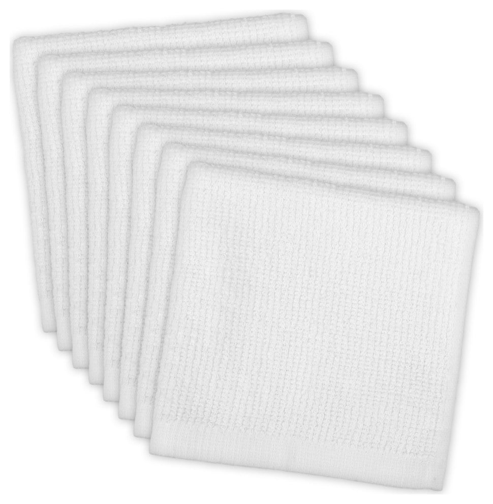 DII White Bar Mop Dishtowel & Dishcloth (Set of 8)