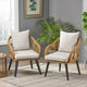 Becky Indoor Wicker Club Chairs with Cushions, Set of 2, Light Brown, Black, Bei