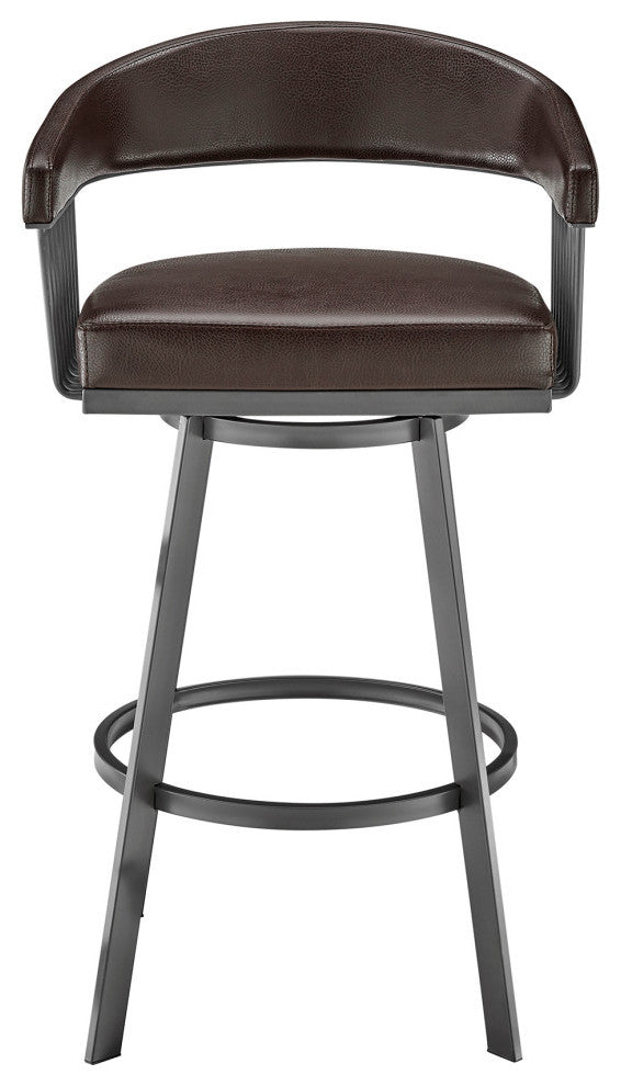 Chelsea 26" Swivel Bar Stool, Java Brown Finish and Chocolate Faux Leather