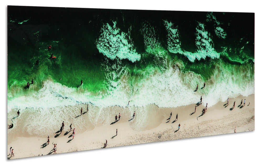 "High Tide" Beach Wall Art Frameless Free Floating Tempered Glass Print 24"x 63"