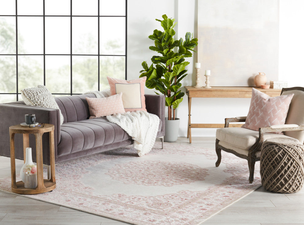Jaipur Living Malo Medallion Pink/White Area Rug, 2'x3'
