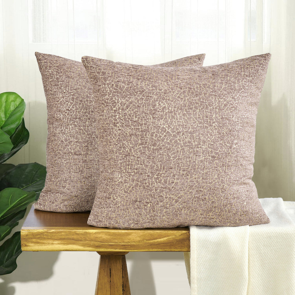 Babati Jacquard Chenille, Set of 2, Light Brown, 20"x20"