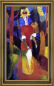 August Macke Woman in Park - 14" x 28" Framed Premium Canvas Print