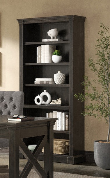 Traditional Wood Open Bookcase Office Shelving Fully Assembled Dark Brown