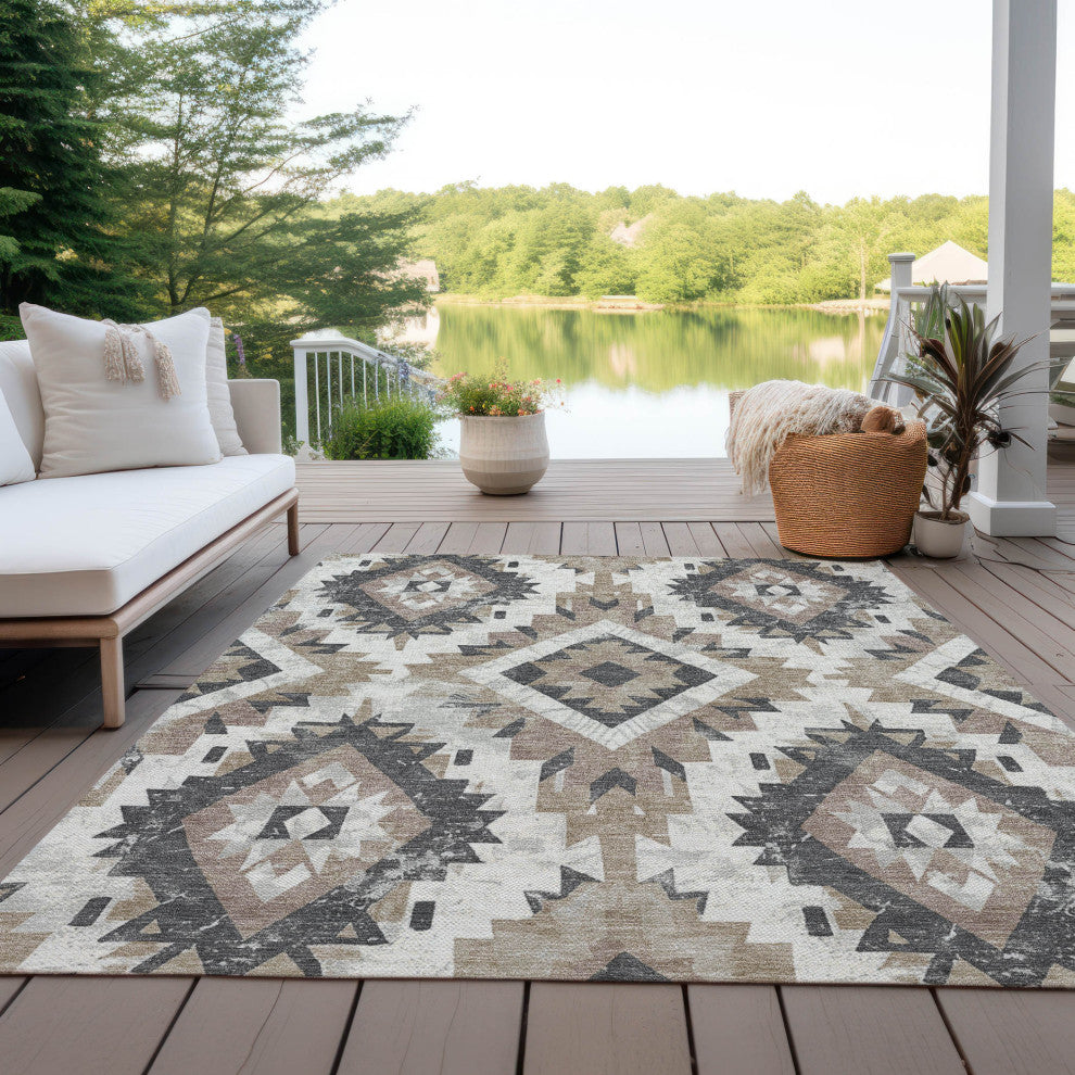 Machine Washable Indoor/Outdoor Chantille ACN1878 Taupe 2'6" x 3'10" Rug