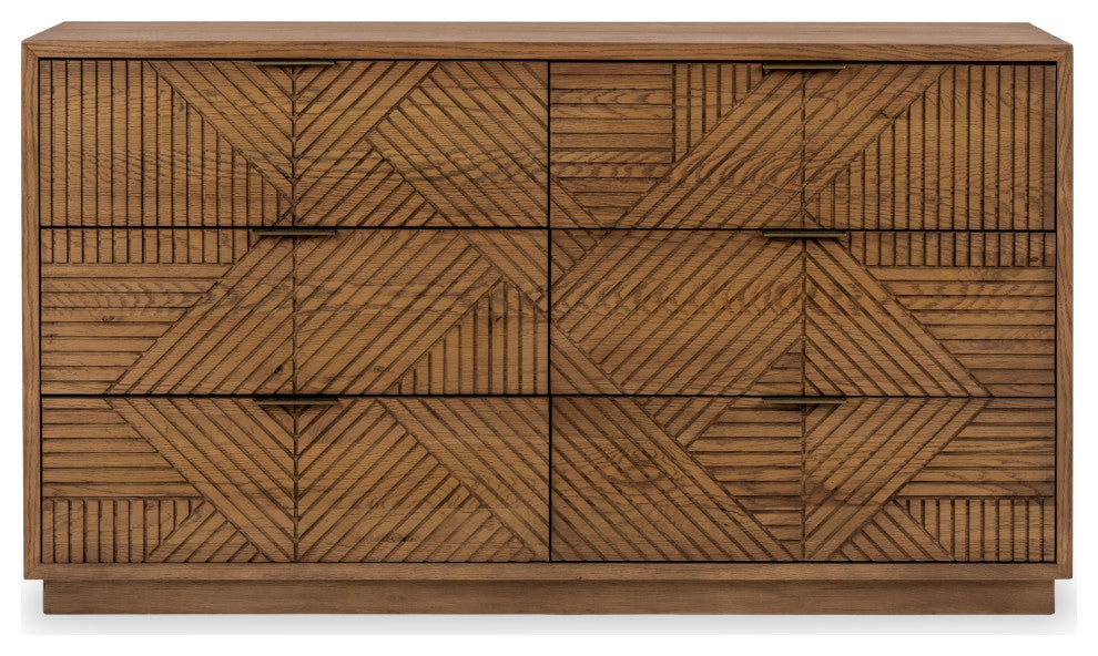 Santa Clara 6-Drawer Wood Dresser, Oak Golden