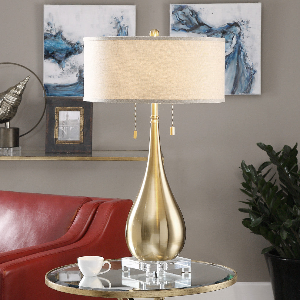 Uttermost Lagrima Lamp, Brushed Brass