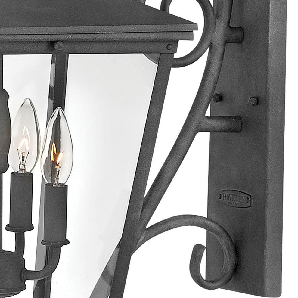 Hinkley Trellis Large Wall Mount Lantern With Scroll, Aged Zinc