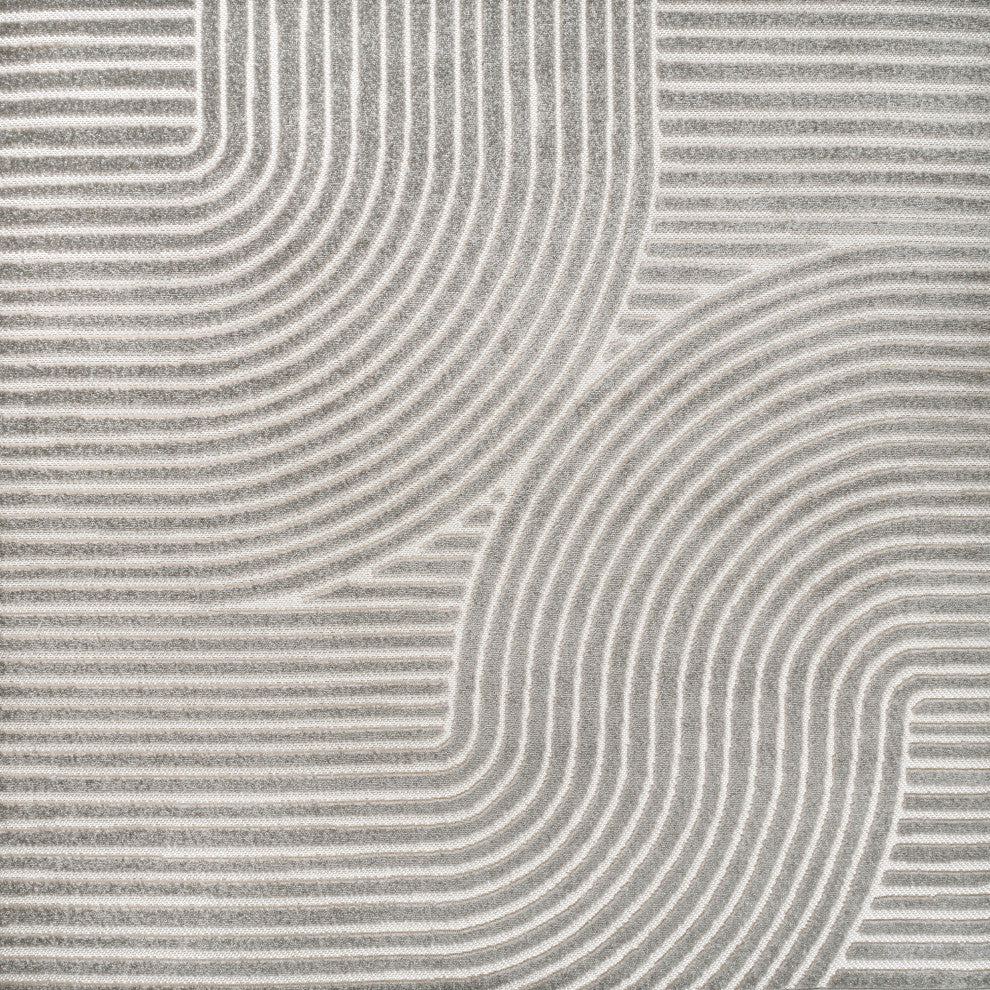 Hallie High-Low Minimalist Curve Geometric Indoor/Outdoor Area Rug