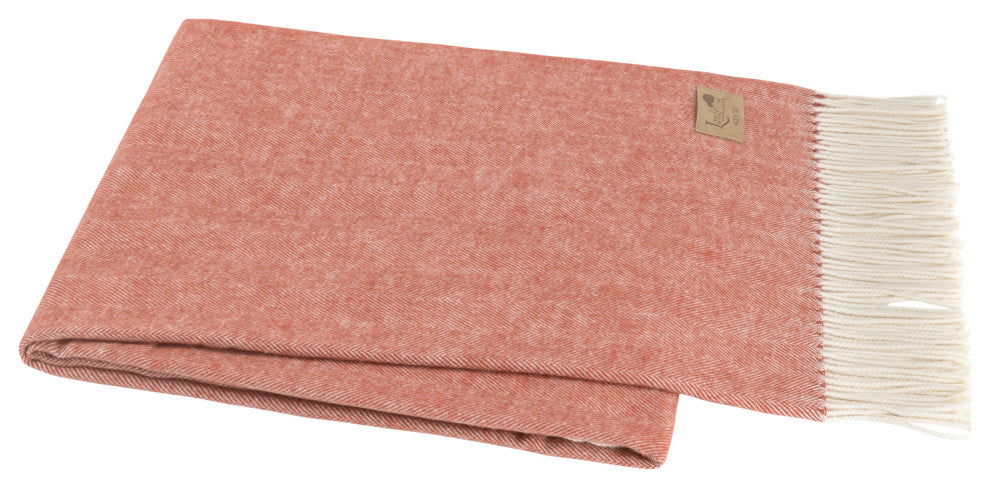 Italian Herringbone Throw, Spicy Orange