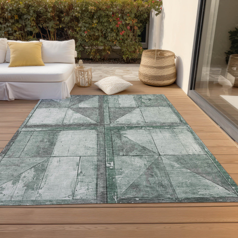 Machine Washable Indoor/Outdoor Chantille ACN1875 Sage 5' x 7'6" Rug
