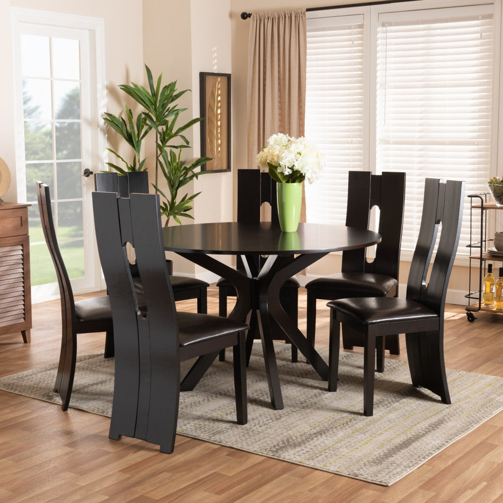 Cameo Contemporary Dark Brown 7-Piece Dining Set