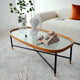 Tempered Architectural Glass Top Coffee Table, Rubberwood Tray and Metal Frame