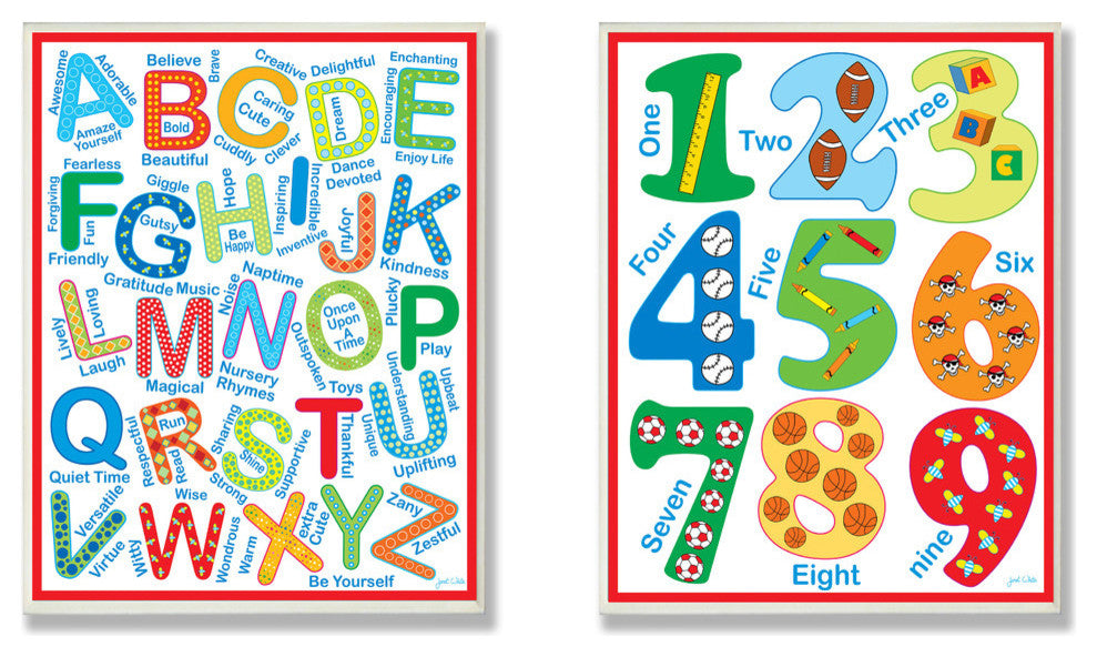 Letters and Numbers, Primary Colors 2-Piece Wall Plaque Set