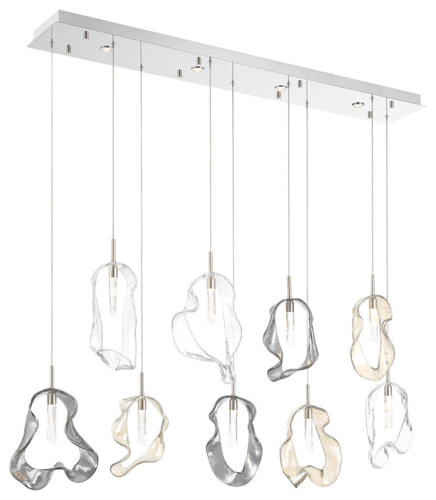 Norah 9L 51" Polished Nickel Mix Chandelier