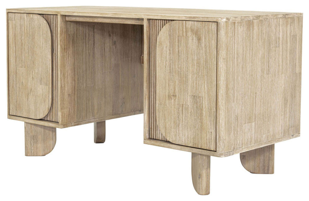 Haru 55" Wide Acacia Desk, Beige