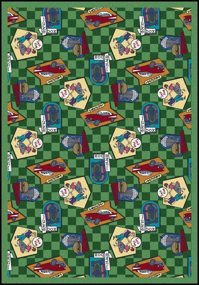 Kaleidoscope Rug, Fabulous Fifties, 5'4"x7'8", Green