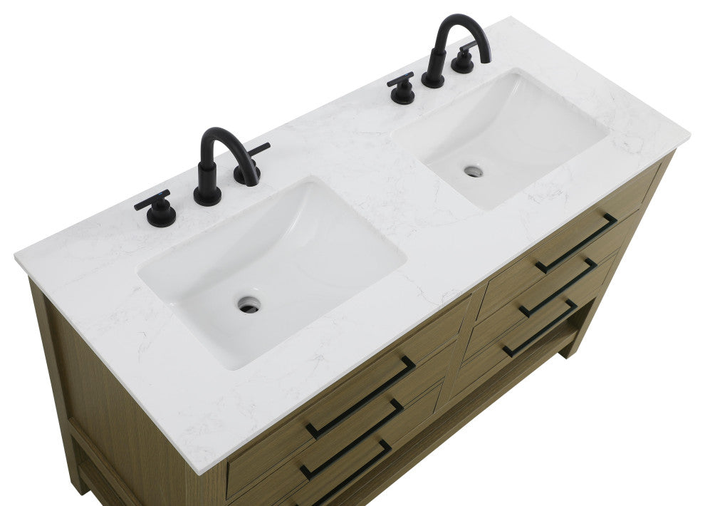 Home Living 54" Double Bathroom Vanity, Chestnut Brown