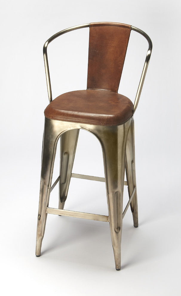 Butler Roland Iron & Leather Barstool