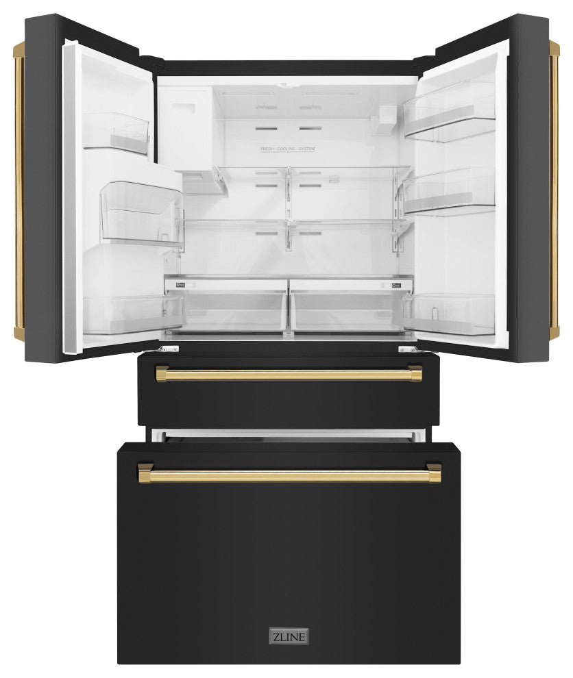 ZLINE 36" French Door Black Stainless Refrigerator With Water RFMZ-W-36-BS-G