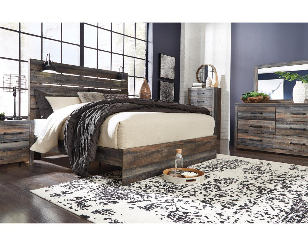 Drystan Rustic Brown Panel Headboard, King