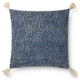 Blue 22"x22" Embroidered Pillow With Tassels