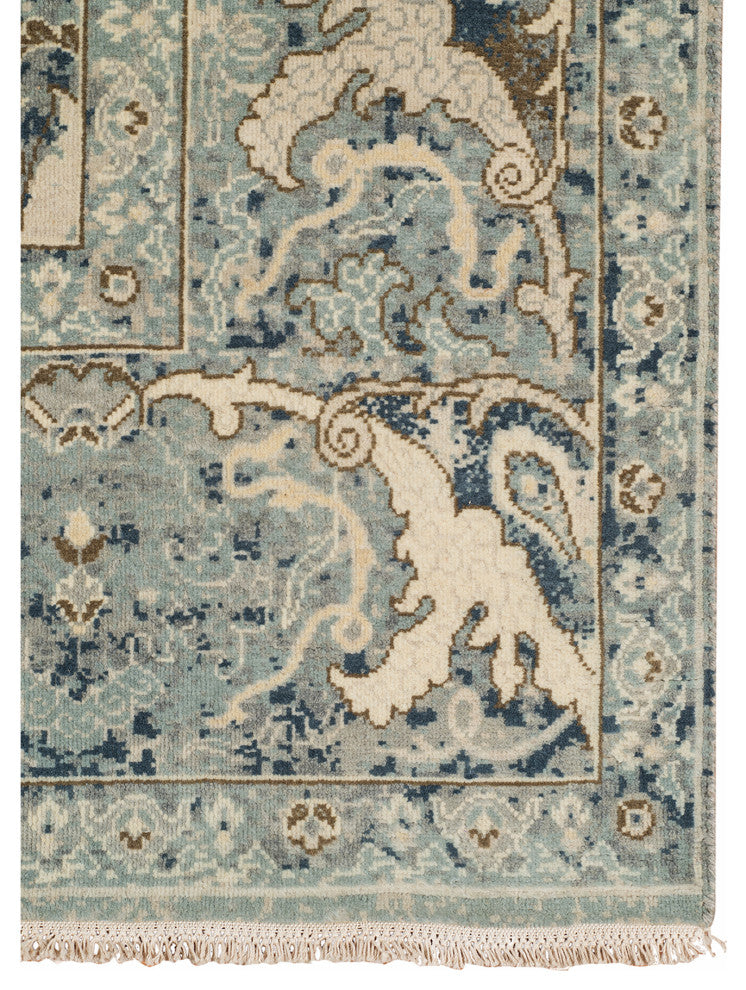 Vintage Pagota Area Rug, Blue, 8' x 10', Bordered