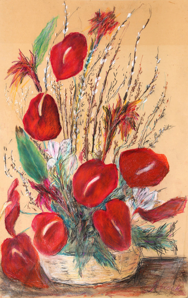 Michael Schreck "Floral Basket" Pastel
