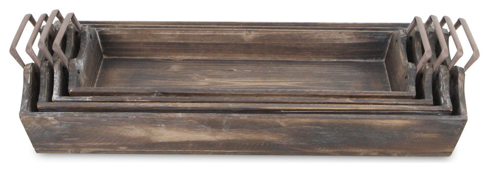 Weathered Wooden Trays, Set of 4