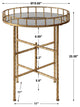Elegant Textured Gold Tall Round Accent Table, Tray Top Bar Cocktail Metal