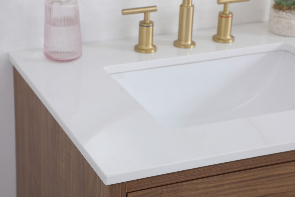 Home Living Walnut Brown 30" Bathroom Vanity
