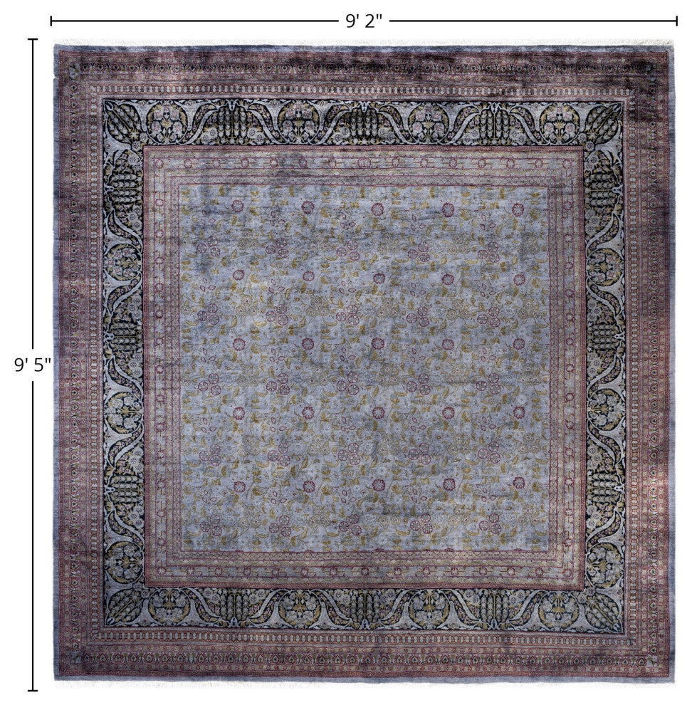 Overdyed One-of-a-Kind Hand-Knotted Area Rug Gray, 9' 2" x 9' 5"