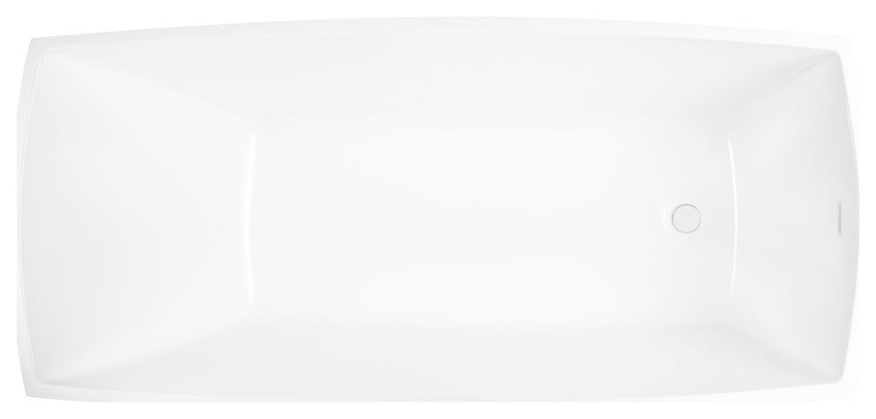 Vanity Art 67"x31" White Acrylic Freestanding Bathtub, Pure White