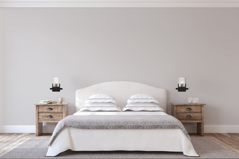 Conor 1-Light Bath Sconce, Black With Clear Shade