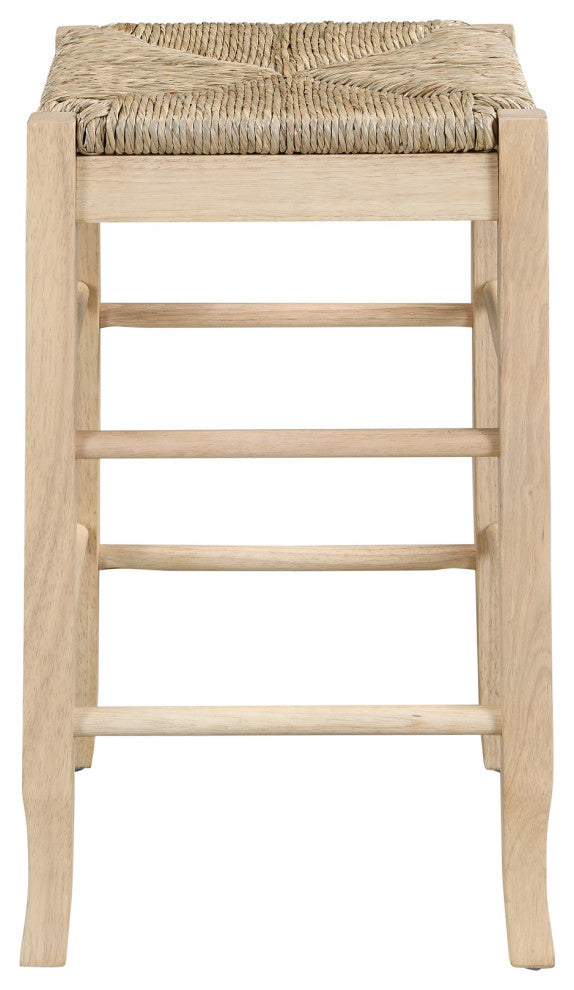 Square Rush Backless Counter Bar Stool, Blonde Oak