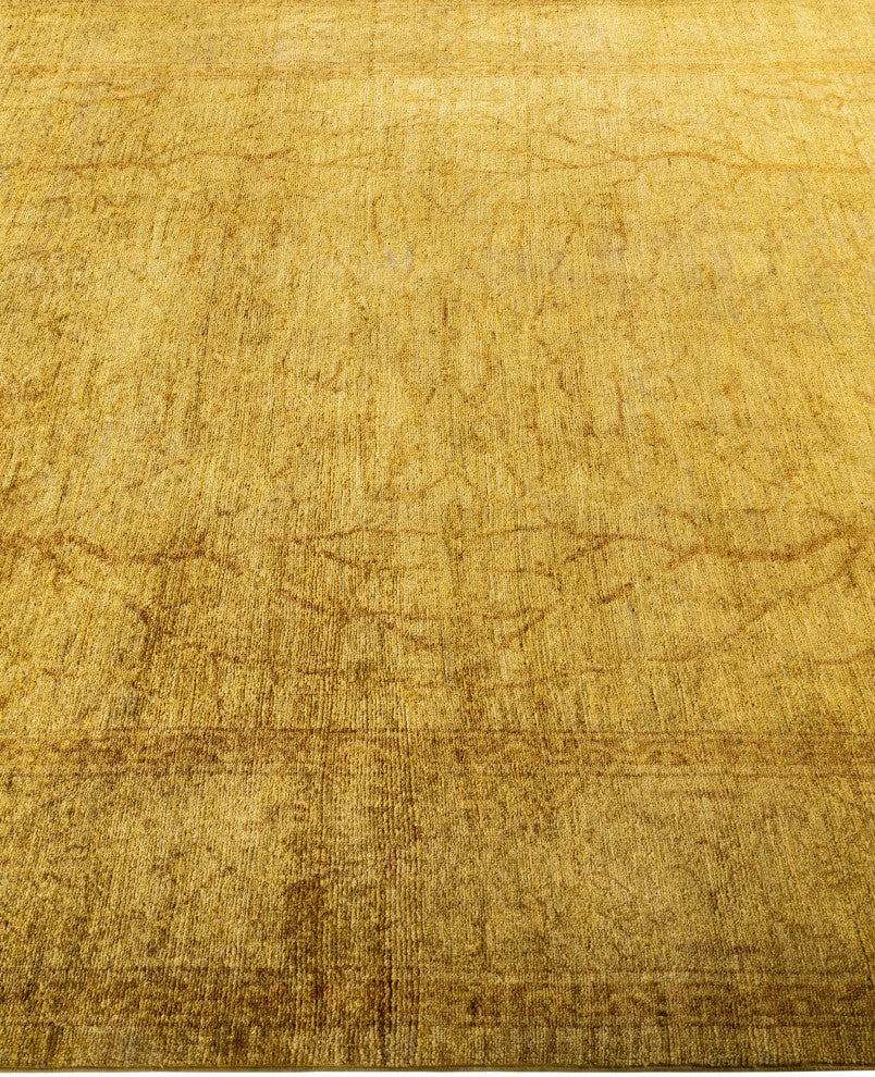 Overdyed One-of-a-Kind Hand-Knotted Area Rug Yellow, 6' 3" x 9' 2"