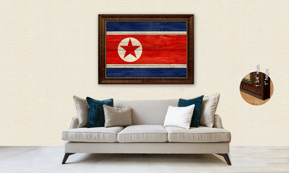 Norway Country Textured Flag Print With Brown Gold Frame, 15"X21"
