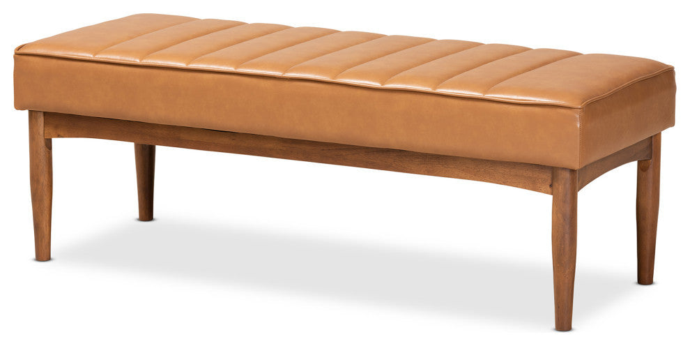 St Clair Modern Farmhouse Dining Bench, Tan