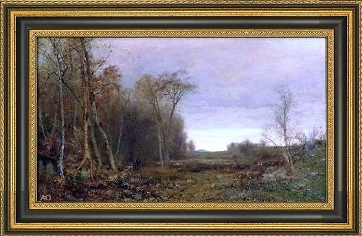 Jervis McEntee Autumn Idyl Framed Premium Canvas Print, 14"x28"