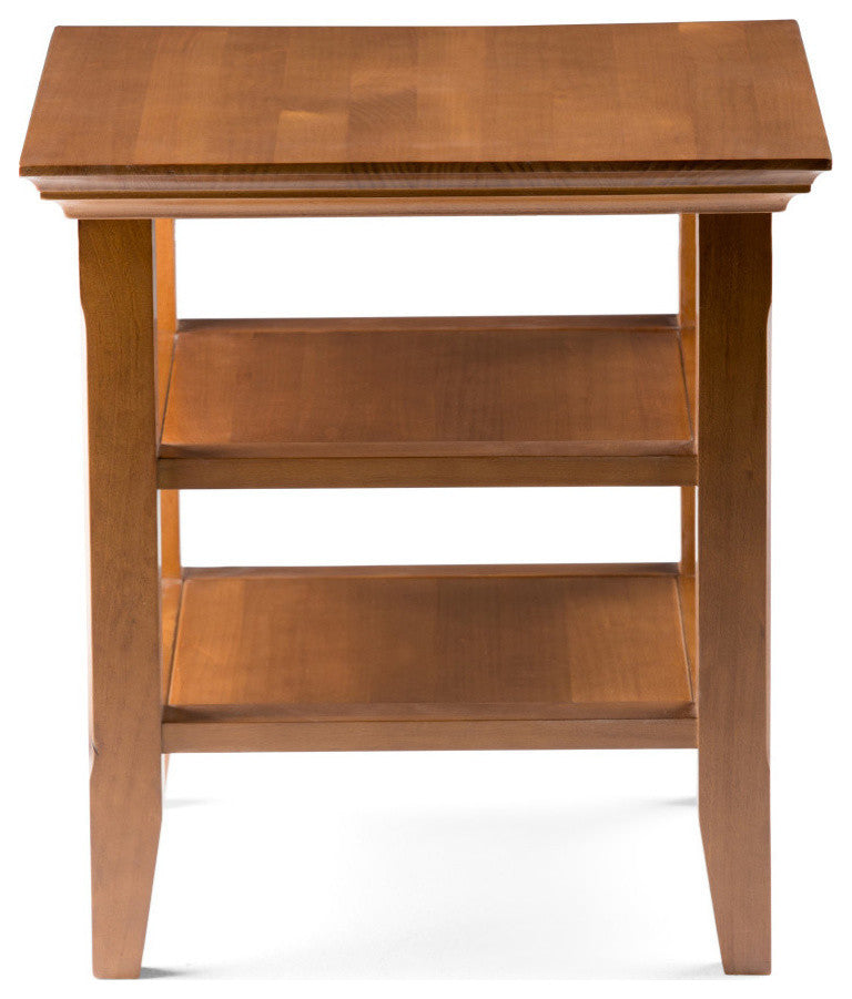 Acadian Solid Wood 19" Square Rustic End Table, Light Golden Brown