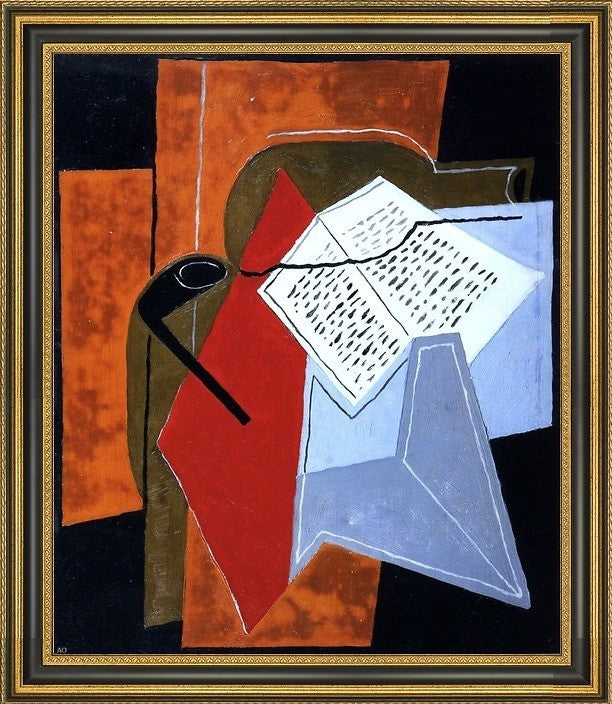 Juan Gris Bowl and Book - 16" x 20" Framed Premium Canvas Print