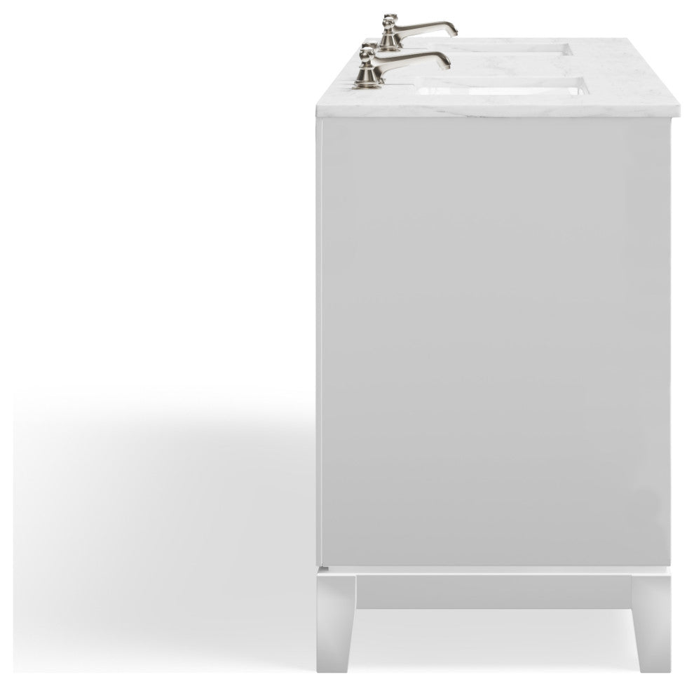 The Ezra Bathroom Vanity, Pure White, 72", Double Sink, Freestanding