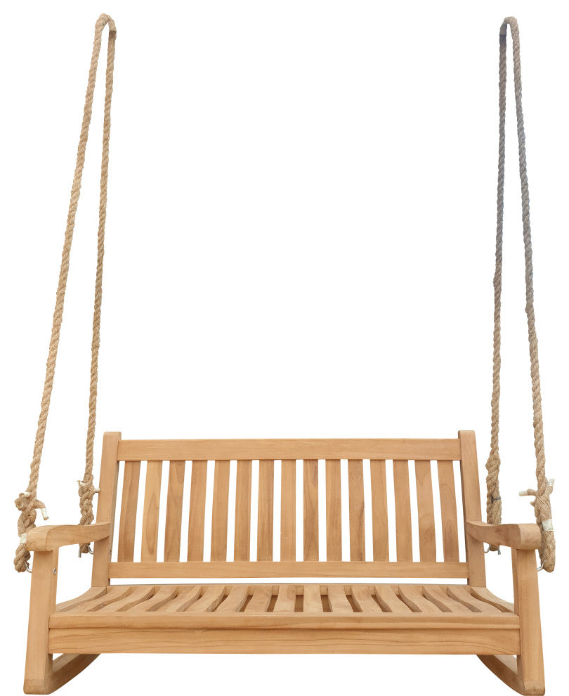 Teak Wood San Juan Double Outdoor Porch Swing, 4'