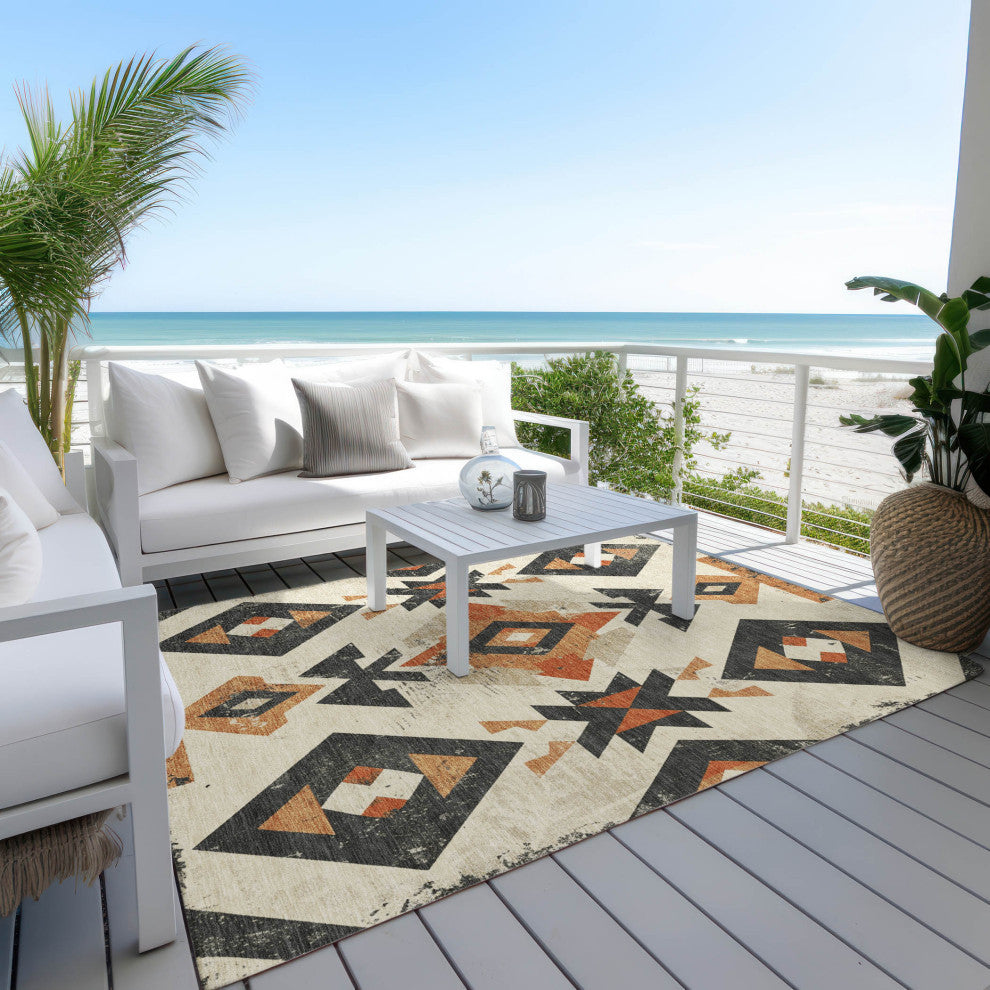 Machine Washable Indoor/Outdoor Chantille ACN1882 Ivory 8' x 10' Rug