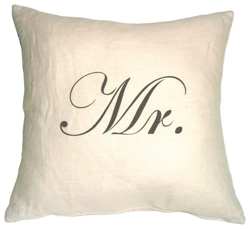 Pillow Decor - Mr and Mrs 18 x 18 Linen Pillow Set