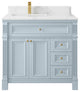 Paris 36" Left Offset Bathroom Vanity, Blue Heather 1.5" Empira Quartz