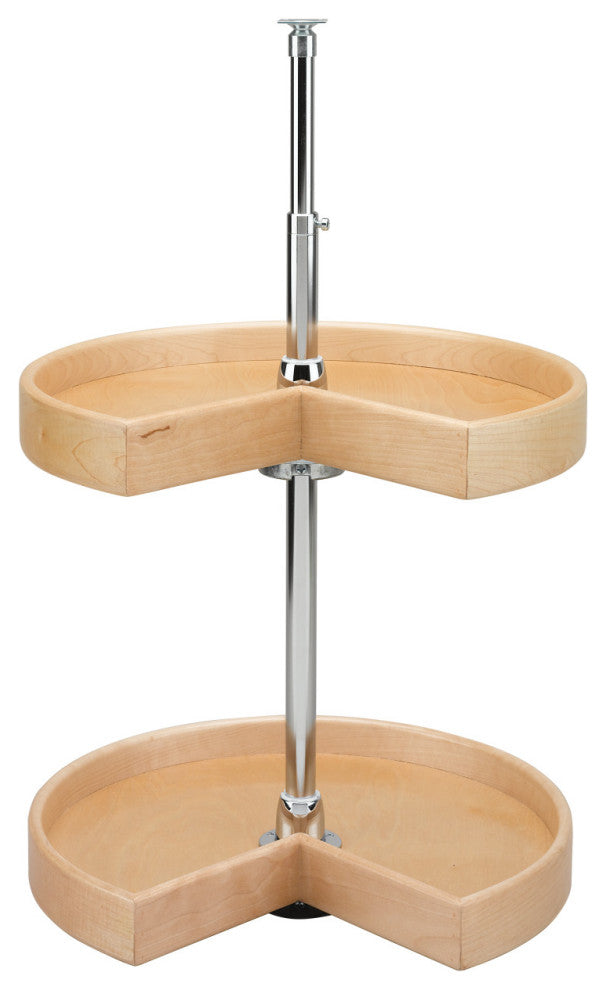 Natural Wood Kidney 2-Shelf Lazy Susans for Corner Wall Cabinets